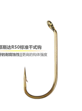 mustad慕斯达标准干式钩直柄钩溪流鱼钩飞钓飞蝇毛钩拟饵裸钩R50