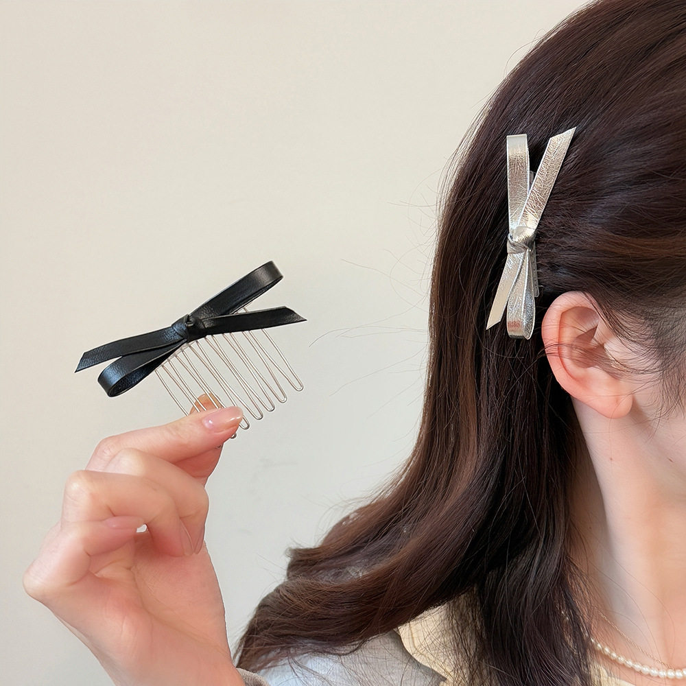 可爱甜酷蝴蝶结倒插梳感时髦洋气温柔发卡女简约百搭发梳发叉
