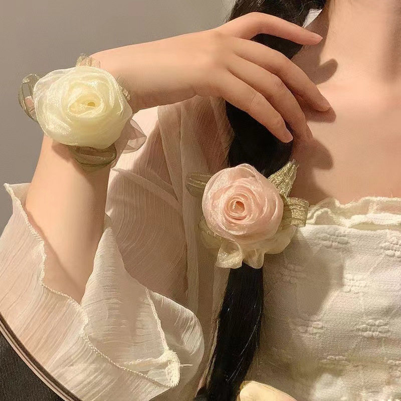 包邮爆款感伴娘手腕花超仙款玫瑰花发圈发饰气质高颜值头绳女