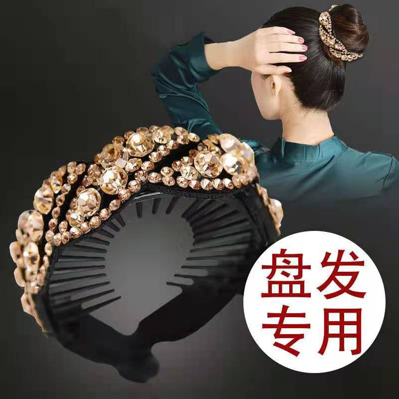 丸子头发夹镶钻夹子头饰盘发器发夹女成人马尾百搭头发卡马尾扣