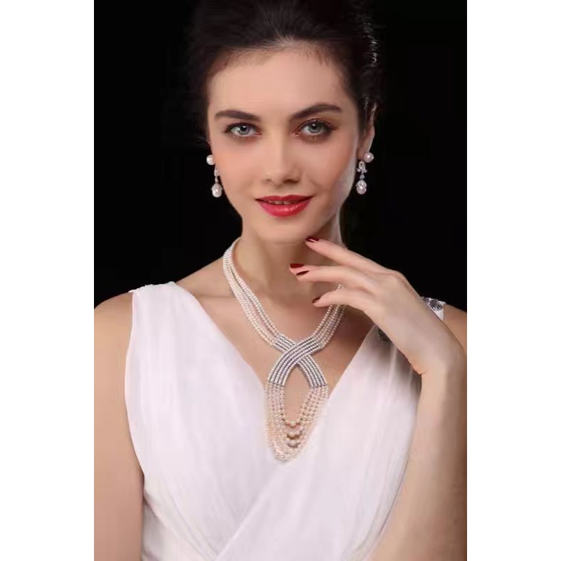 diy微镶流苏交叉款项链