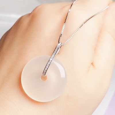 925镀银小平安扣夹扣吊坠扣玉石扣头蜜蜡琥珀挂坠万能扣项链扣