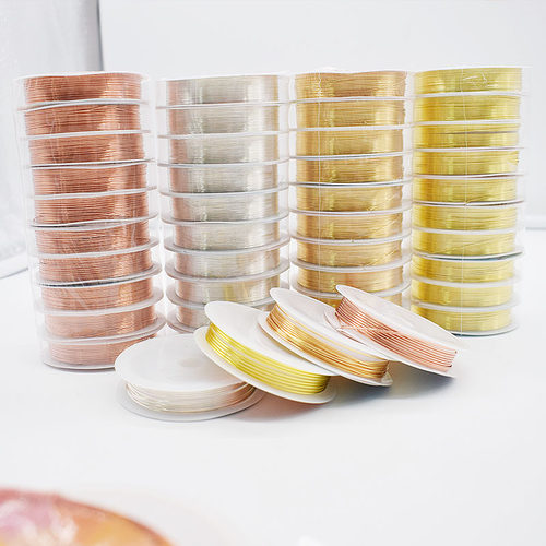 14K铜包金保色铜丝造型线 饰品串珠手链珍珠定型绕线 diy金丝软线