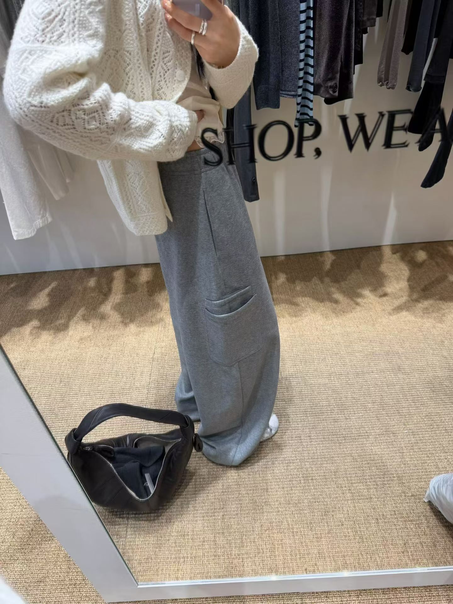 韩国东大门正品女装2026秋显瘦松紧腰抽绳工装裤休闲裤卫裤小个子