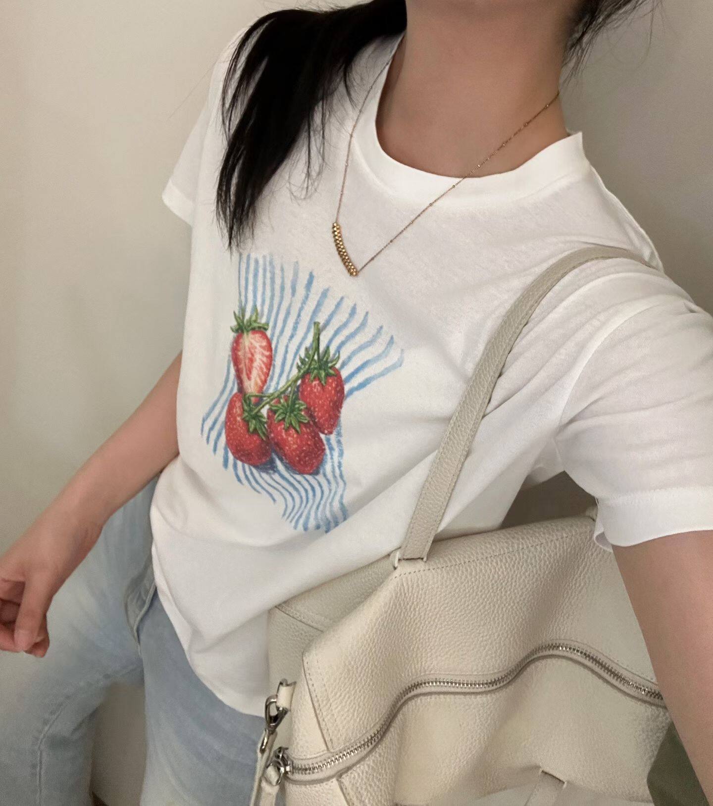 韩国东大门正品女装2026薄款草莓百搭圆领短袖T恤宽松显瘦上衣ins