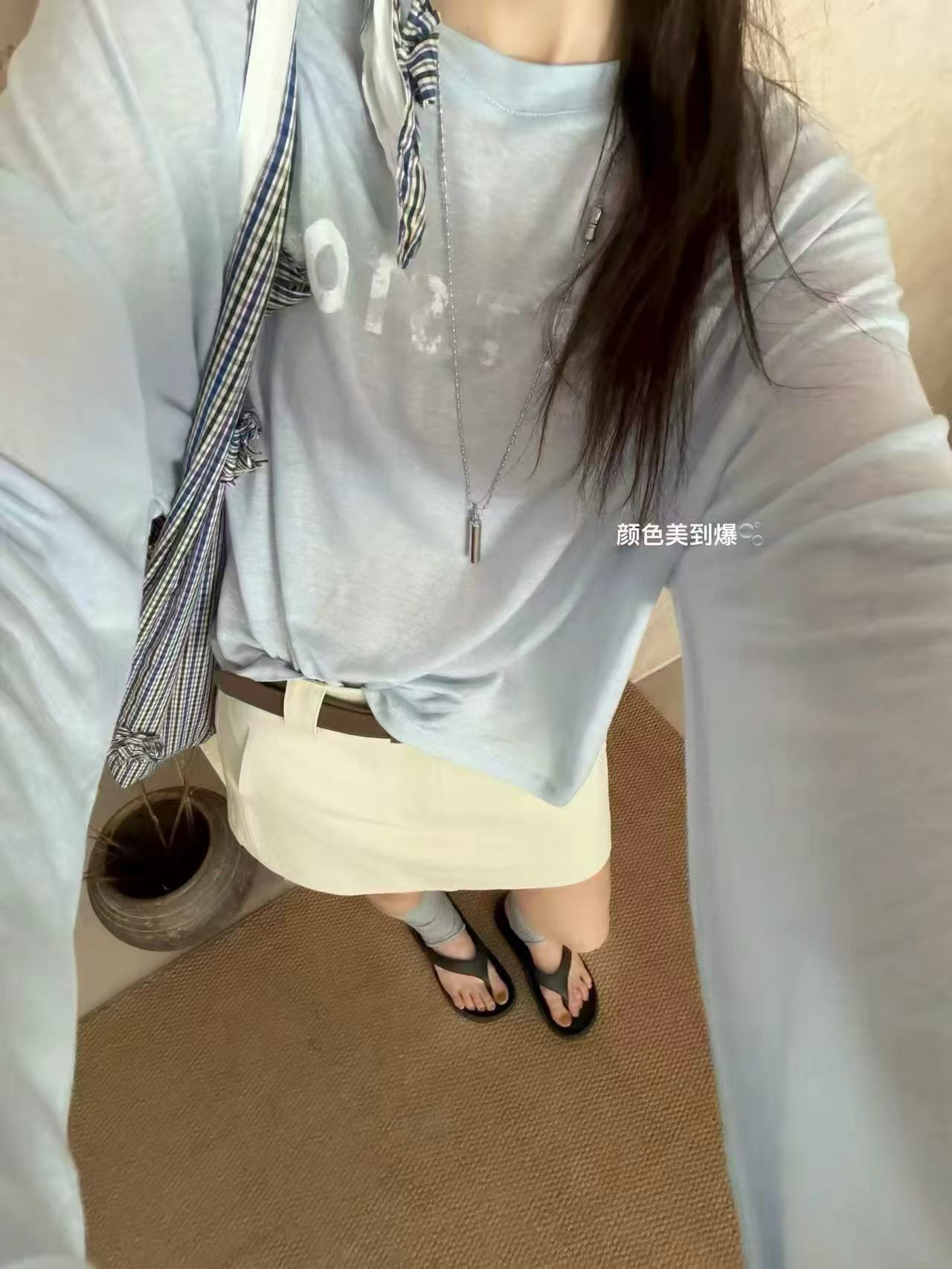 韩国东大门正品女装薄款防晒熨烫字母圆领长袖T恤宽松显瘦ins休闲