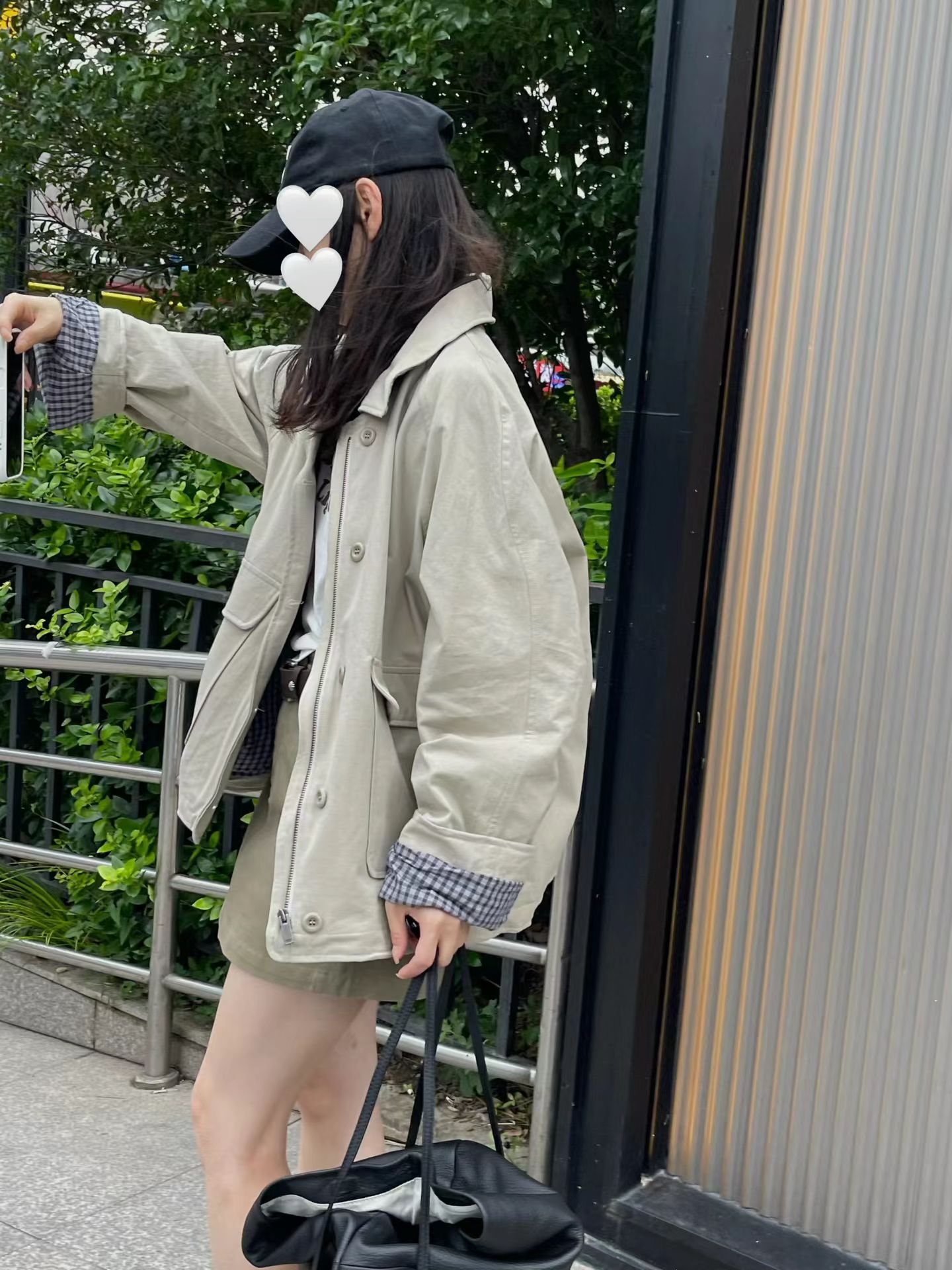 韩国东大门正品女装2026秋冬季新款时尚百搭显瘦格子翻边风衣外套