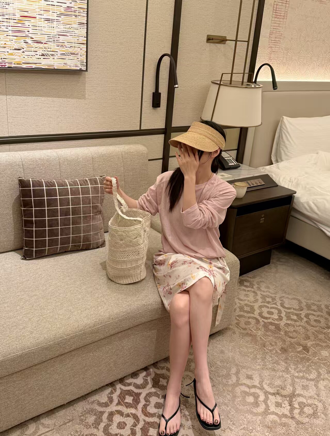 韩国东大门正品女装时尚百搭圆领粉红色薄款长袖T恤宽松显瘦ins