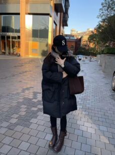 韩国东大门正品女装秋冬高品质翻领拉链宽松显瘦中长款羽绒服外套