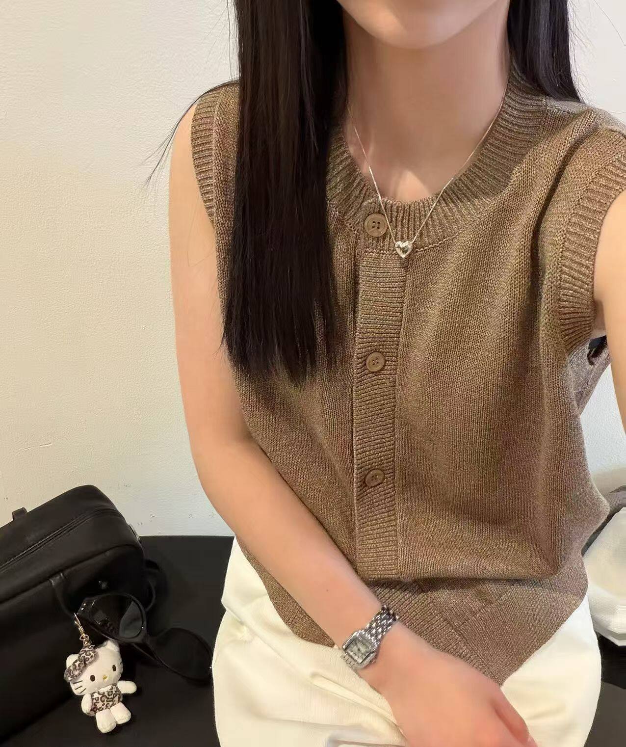 韩国东大门正品女装2026新圆领无袖冰线薄款针织马甲背心百搭显瘦