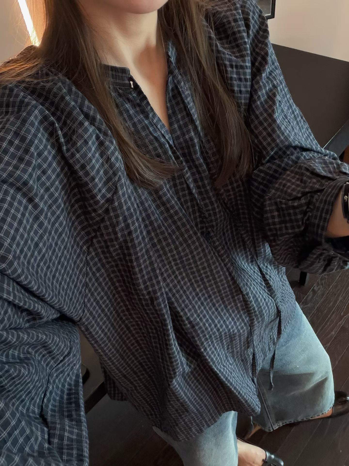 韩国东大门正品2026秋季新款百搭显瘦格子衬衫女宽松休闲长袖上衣