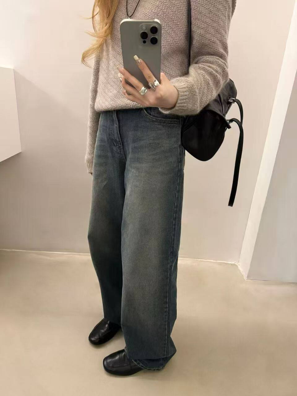 韩国东大门正品女装2026新款百搭显瘦直筒牛仔裤休闲裤拉绒磨毛