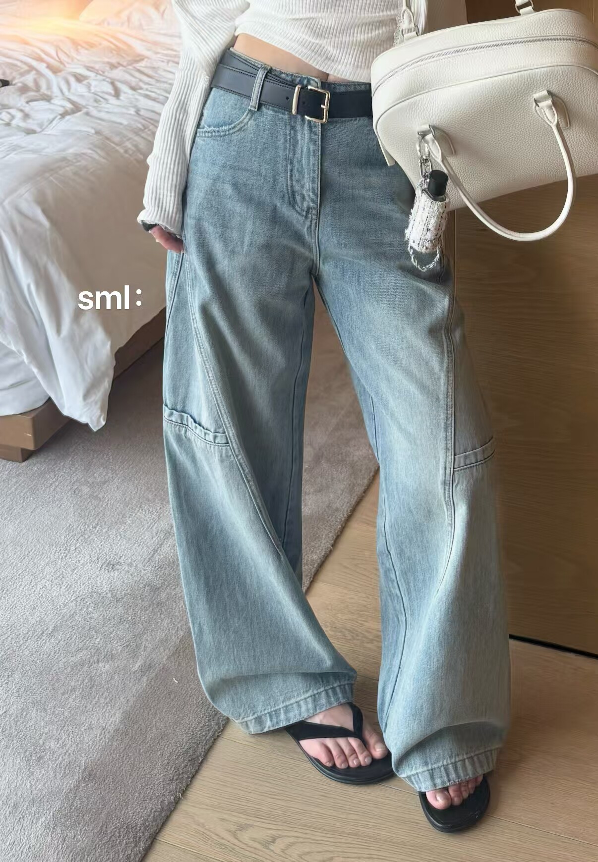 韩国东大门女装2026春夏高品质高腰显瘦直筒牛仔工装宽松阔腿长裤