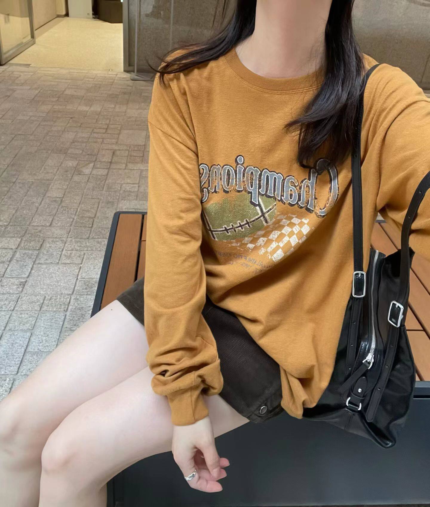 韩国东大门正品女装2026秋季新款百搭显瘦圆领卡通印花长袖T恤ins