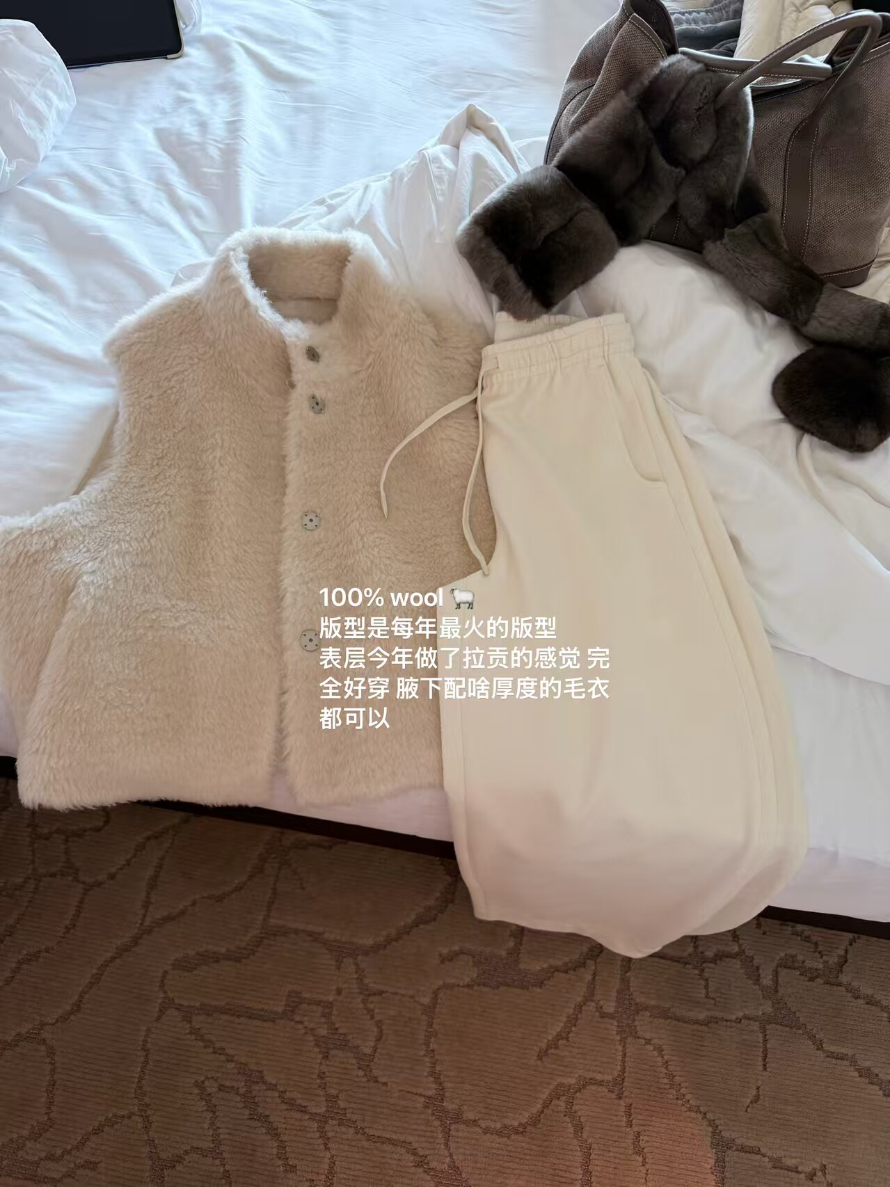 韩国东大门正品女装2026冬季新款立领按扣纯羊毛无袖马夹外套chic