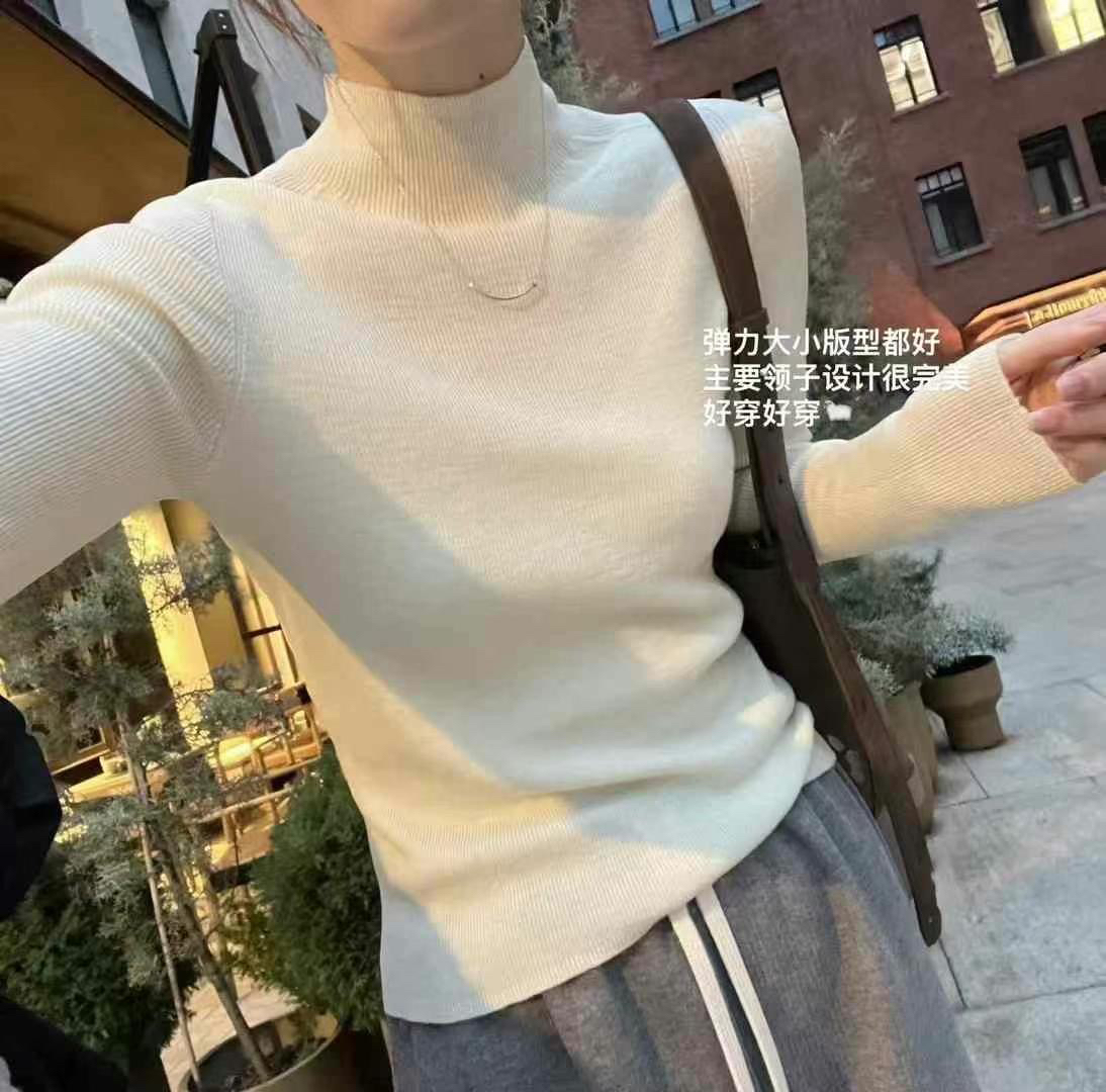 现！韩国东大门正品女装 冬季 品质半高领螺纹弹力很大羊毛针织衫