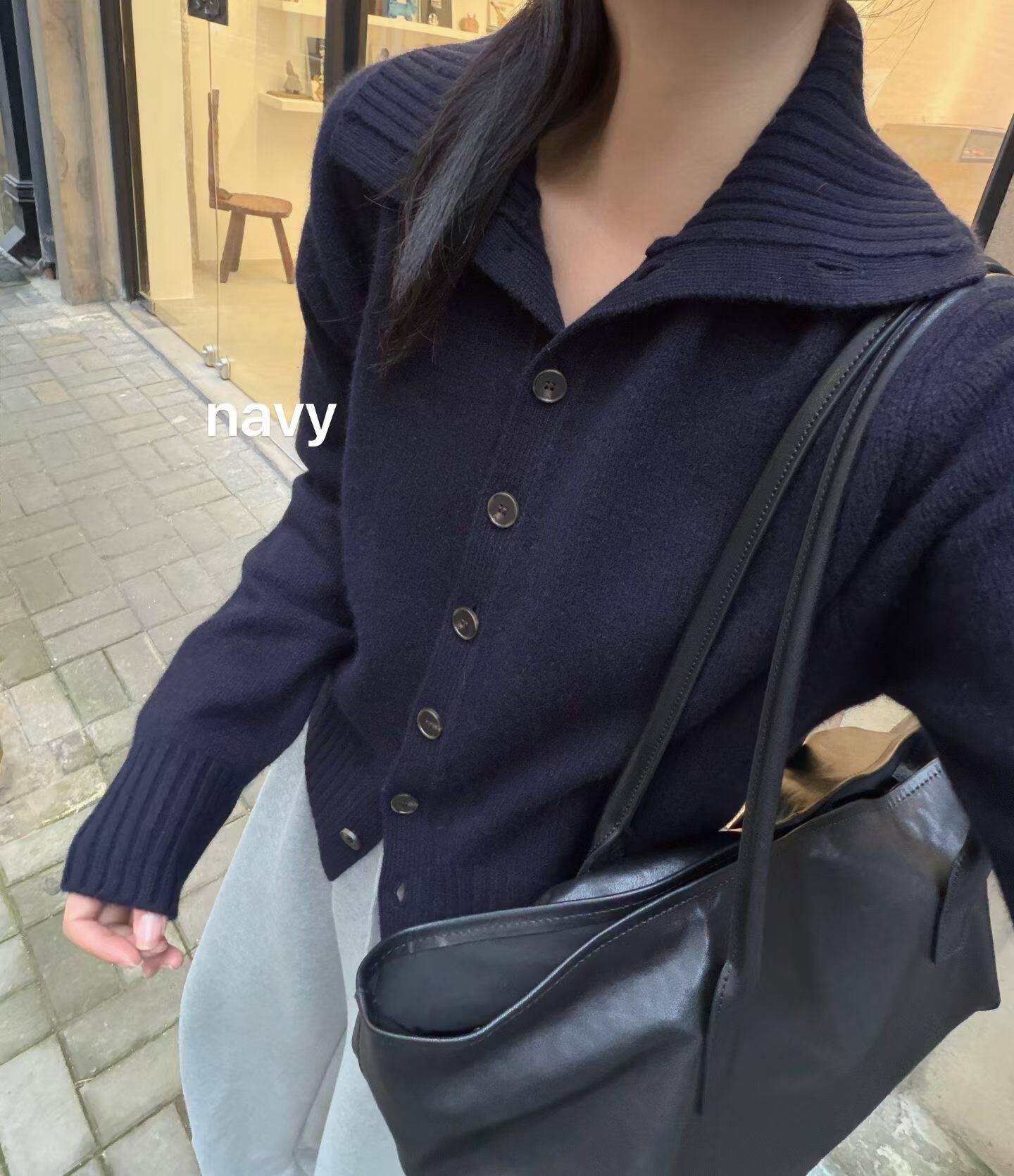 韩国东大门正品女装2026新款百搭显瘦高领单排扣羊毛针织开衫毛衣