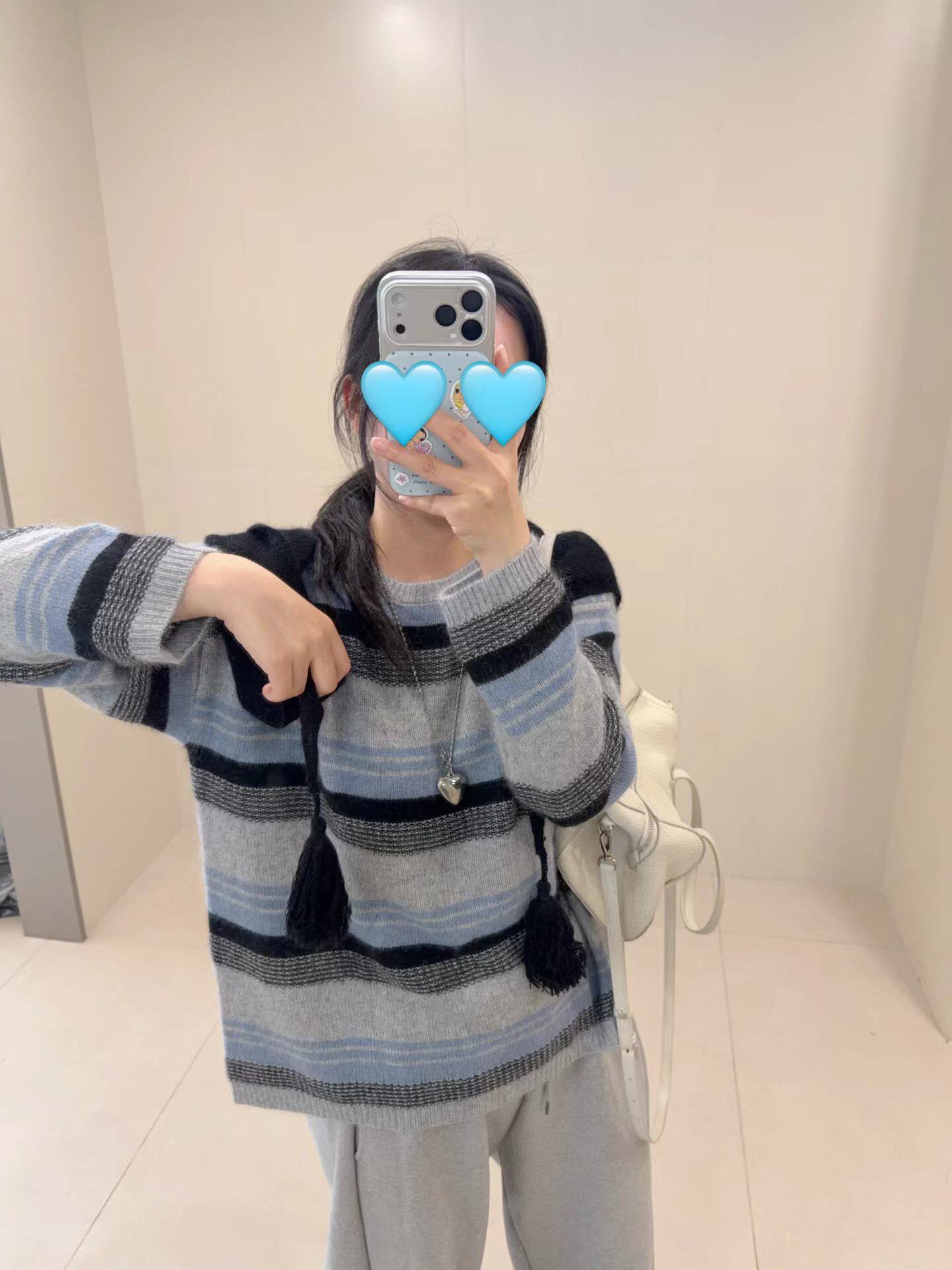 韩国东大门正品女装百搭显瘦圆领披肩两件套条纹羊毛针织衫毛衣