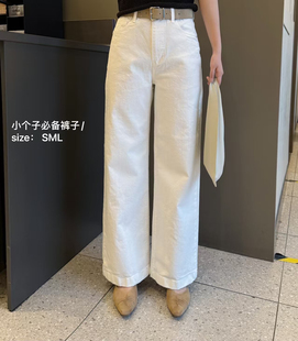 现韩国东大门正品女装春夏季高品质高腰显瘦牛仔裤直筒九分小个子