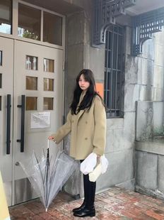 ounce韩国东大门正品 2025新百搭双面羊毛羊毛大衣毛呢外套上衣 装