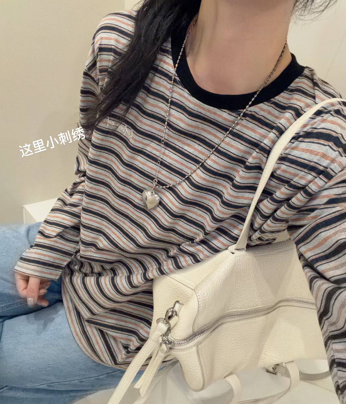 韩国东大门正品女装2026百搭显瘦圆领条纹短袖T恤女宽松休闲上衣