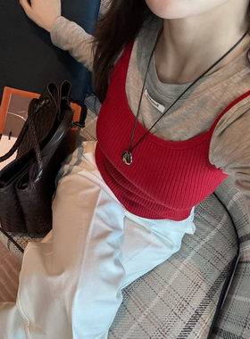 mohhe家！韩国东大门正品2025春夏螺纹修身显瘦时髦叠穿吊带背心