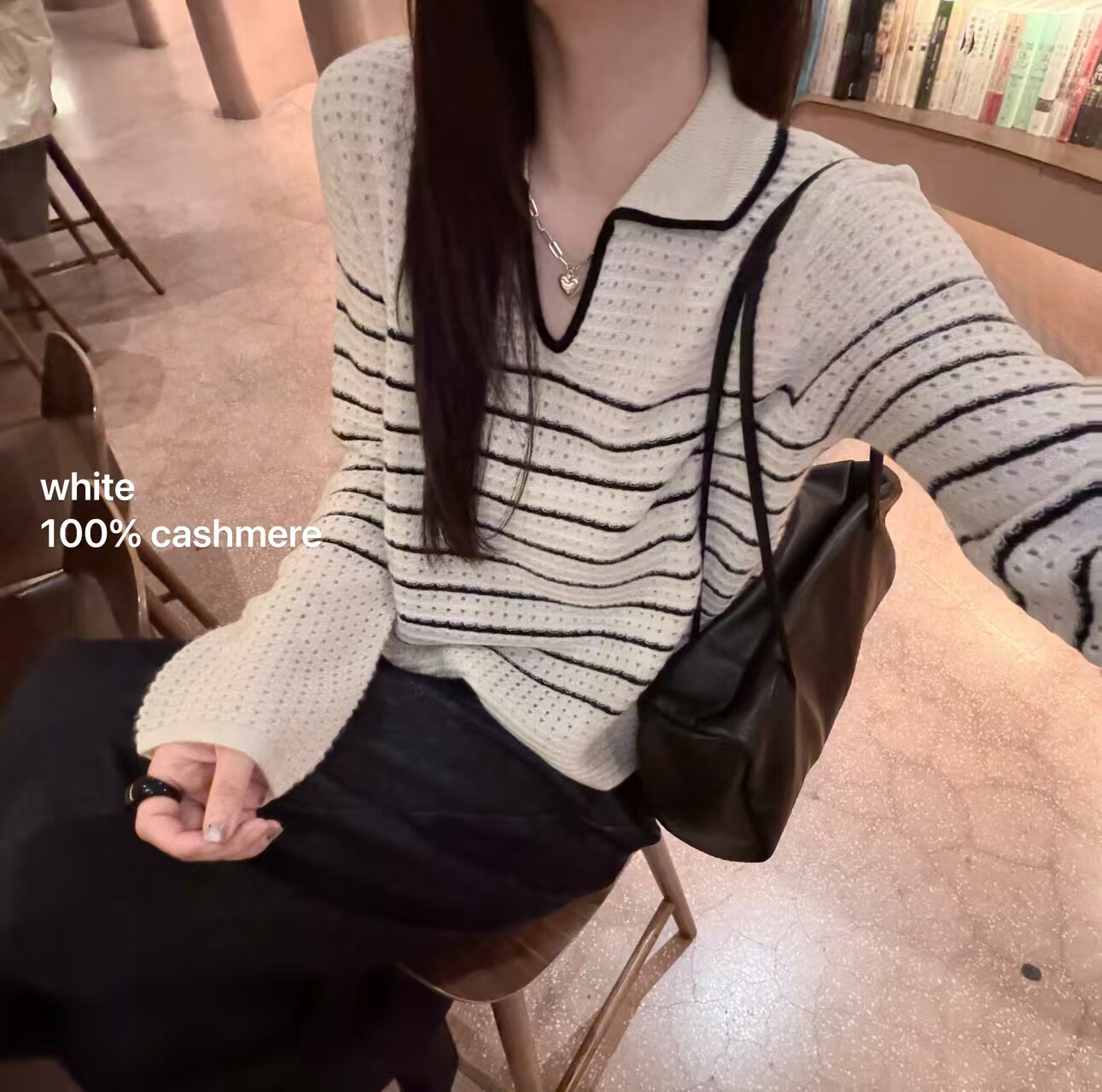 韩国东大门正品女装2026新百搭显瘦条纹拼色V领山羊绒针织衫毛衣