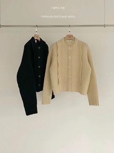 针织开衫 2025百搭圆领单排扣长袖 毛衣外套 装 egg家韩国东大门正品