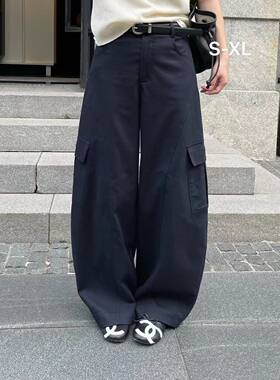 韩国东大门女装2026秋季新款百搭显瘦工装弯刀直筒阔腿裤chic
