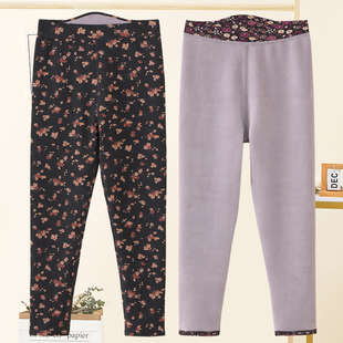 加绒加厚花棉裤 妈妈棉裤 宽松中老年保暖裤 外穿高腰老人棉裤 女冬季