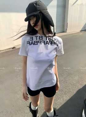 MJAMILA 24夏季美式街头宽松舒适百搭复古白色字母套头短袖t女
