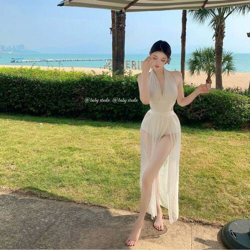 温泉泳衣女长款2025新款仙气爆款性感纯欲高级感泳装海边度假长裙
