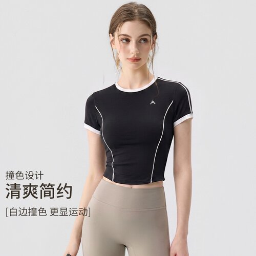 夏季新款瑜伽健身普拉提运动户外训练跑步t恤短袖瑜伽服女