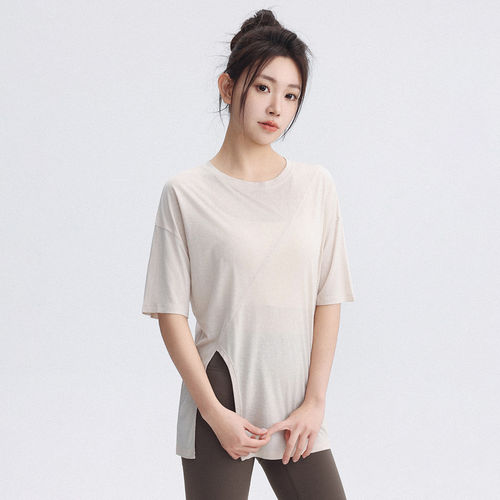 运动服女宽松罩衫健身短袖训练套装普拉提瑜伽服上衣透气速干夏季