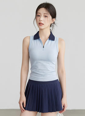 运动背心女防震瑜伽服背心带胸垫跑步训练健身服羽毛球网球服套装