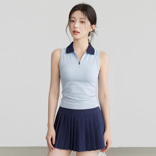 运动上衣女速干带胸垫瑜伽服背心跑步训练健身t恤羽毛球网球套装
