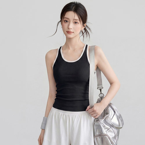 运动背心女夏薄款速干跑步健身上衣带胸垫普拉提美背瑜伽服套装女