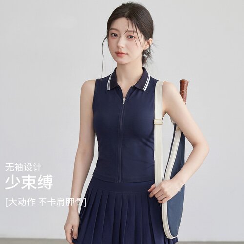 polo领运动背心女瑜伽服健身跑步训练速干上衣女羽毛球网球服套装