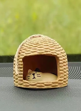 篮子睡猫ZAKKA送女朋友礼物INS笼子微缩场景汽车装饰树脂公仔摆件