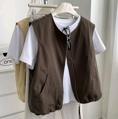 小圆领花苞马甲春秋减龄无袖百搭时尚休闲百搭外套
