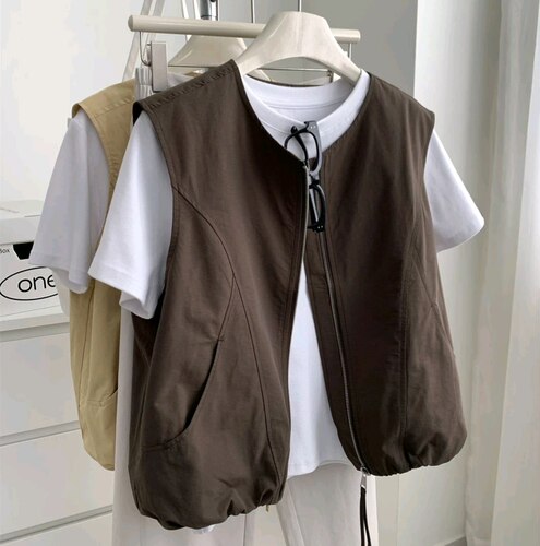 小圆领花苞马甲春秋减龄无袖百搭时尚休闲百搭外套