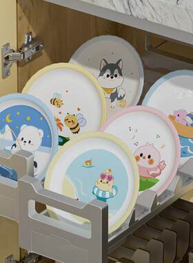 希尔食品级卡通餐碟套装吐骨碟味碟小碟子高颜值家用轻奢甜品盘子