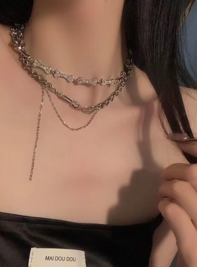 辣妹潮酷别针夸张锁骨链