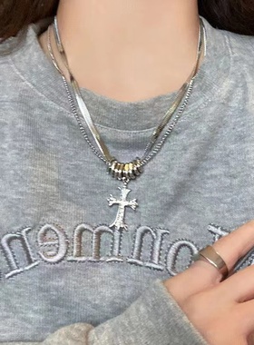 钛钢双层十字架蛇骨链