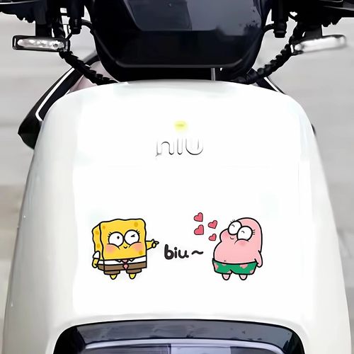 海绵宝宝可爱卡通汽车电动车贴纸