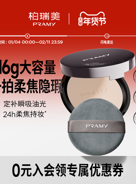PRAMY/柏瑞美大码柔焦粉饼定妆持妆控油粉饼防水防汗不卡粉16g