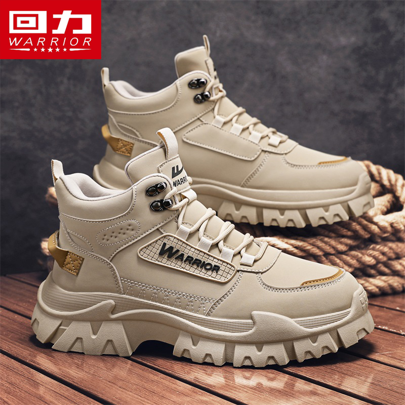 回力冬季男鞋厚底增高防滑马丁靴
