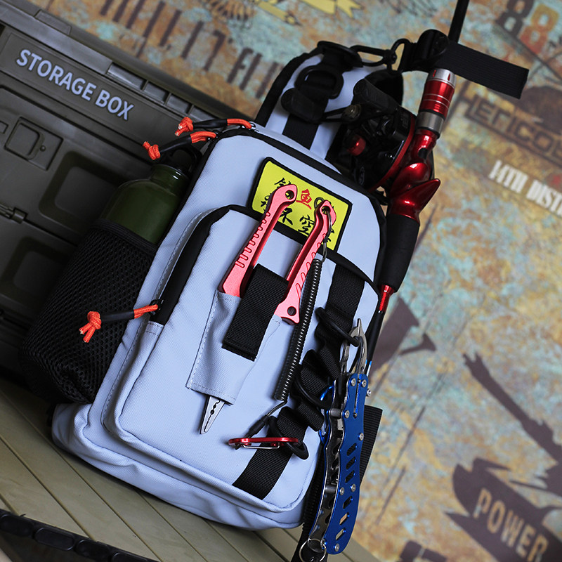 路亚包斜挎单肩腰包男女多功能弹弓专用收纳工具谷麦背竿小背包