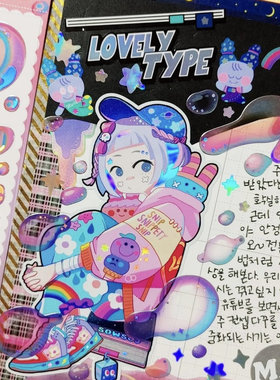 【清仓】韩国snip镭射羽毛咕卡贴纸ins个性女孩diy照片小卡贴