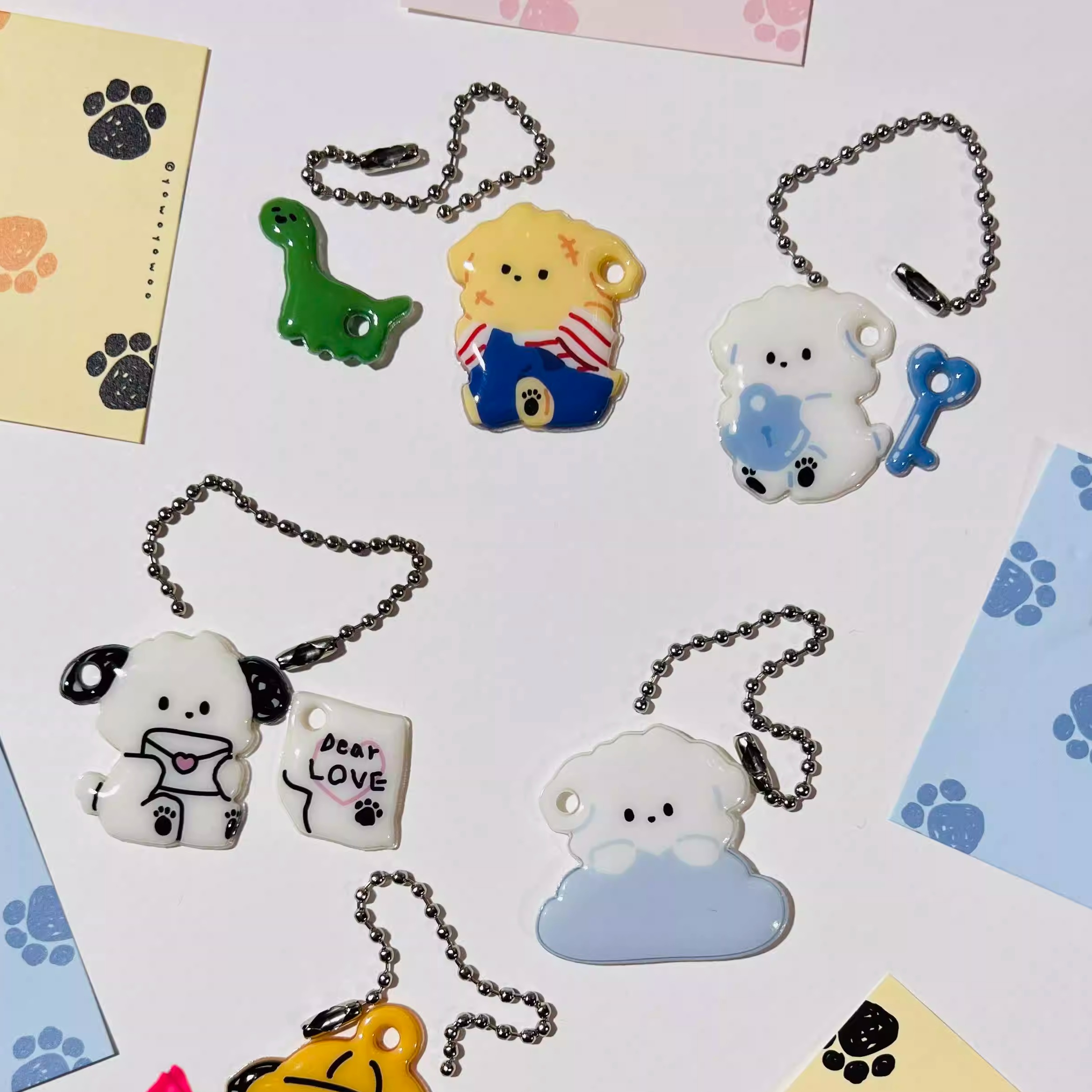 韩国yowo可爱小狗玩偶钥匙扣ins风手账咕本挂链女生包小挂件饰品